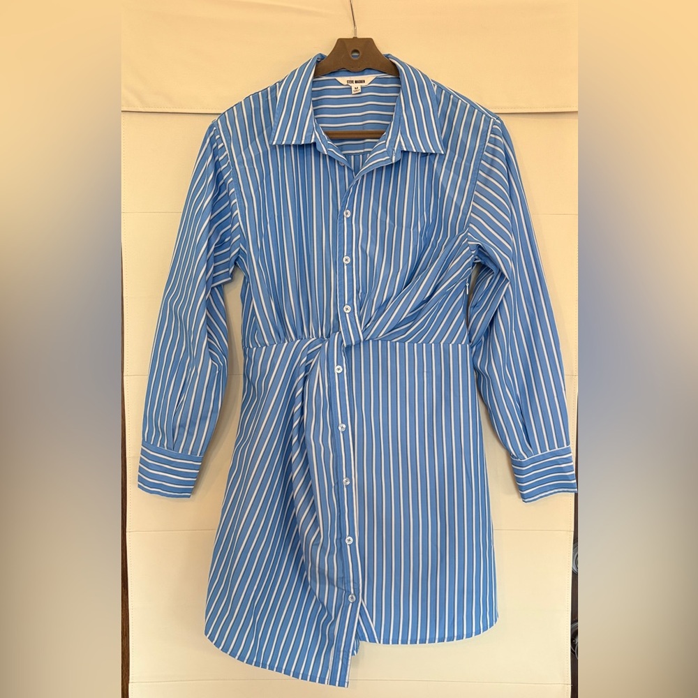 Steve Madden Blue and White Striped Shirt Dress